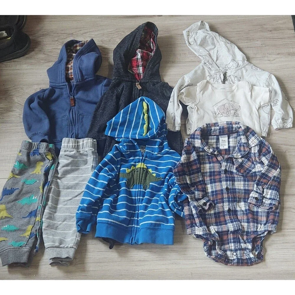 Carter’s Child of Mine Baby Outfit Bundle 9M 7pc Hoodie Bodysuit Pants‎ Set